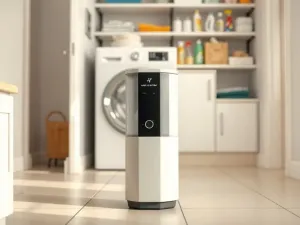 Nowoczesny kocioł gazowy kondensacyjny na białej ścianie w jasnej kotłowni, podłączony do instalacji grzewczej